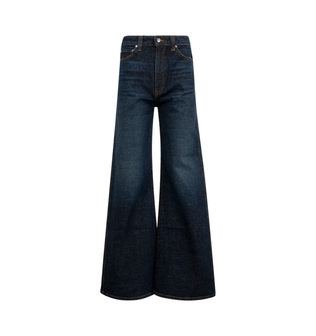 Image 1 of 3 - BLUE - KHAITE Dane Jean featuring wide-leg, regular rise and classic five-pocket denim detailing. 100% cotton.