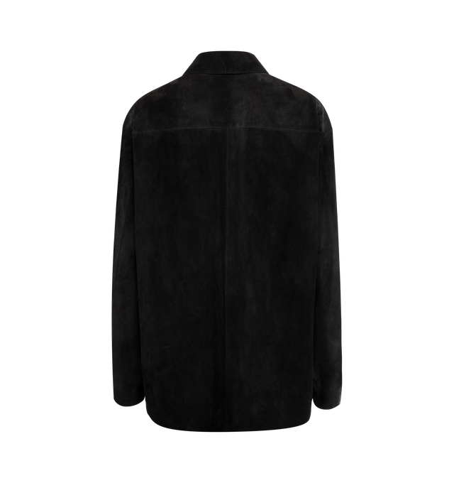 Image 2 of 2 - BLACK - THE ROW Theon Shirt featuring zip front closure, clasic collar, long sleeves and back yoke. Made in Italy.