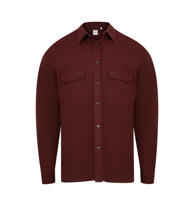 Image 1 of 2 - RED - ASPESI Camicia Mod. AY13 Shirt featuring front button closure, two chest patch pockets with flap, classic collar and regular fit.