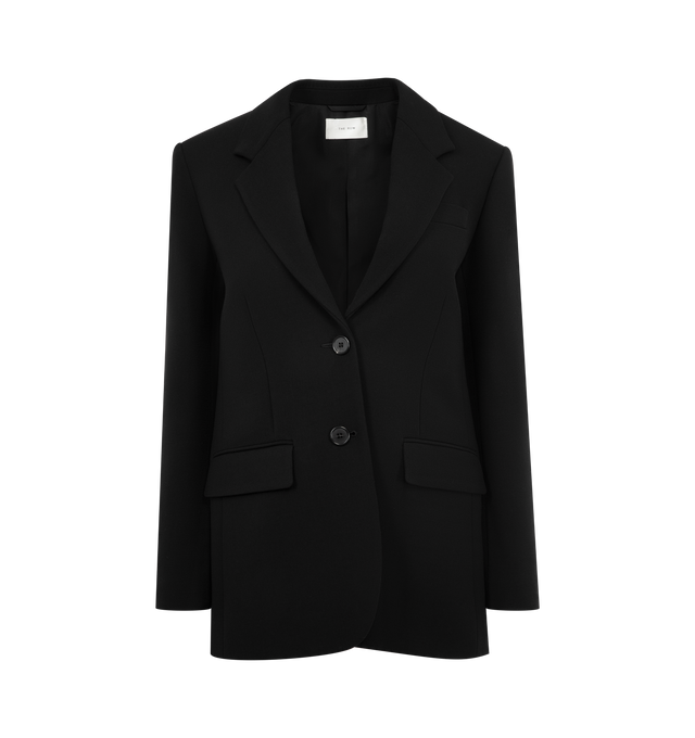Image 1 of 2 - BLACK - THE ROW Valerina Blazer Jacket featuring notched lapel, double button closure, flap pockets, padded shoulders, four-button cuffs and vented back hem.