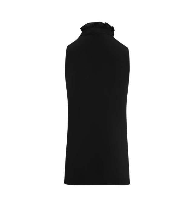 Image 2 of 2 - BLACK - NILI LOTAN Felton Shirt featuring center front button placket, sleeveless, ruffle collar stand with attached scarf detail and straight hem. 69% acetate, 31% silk.
