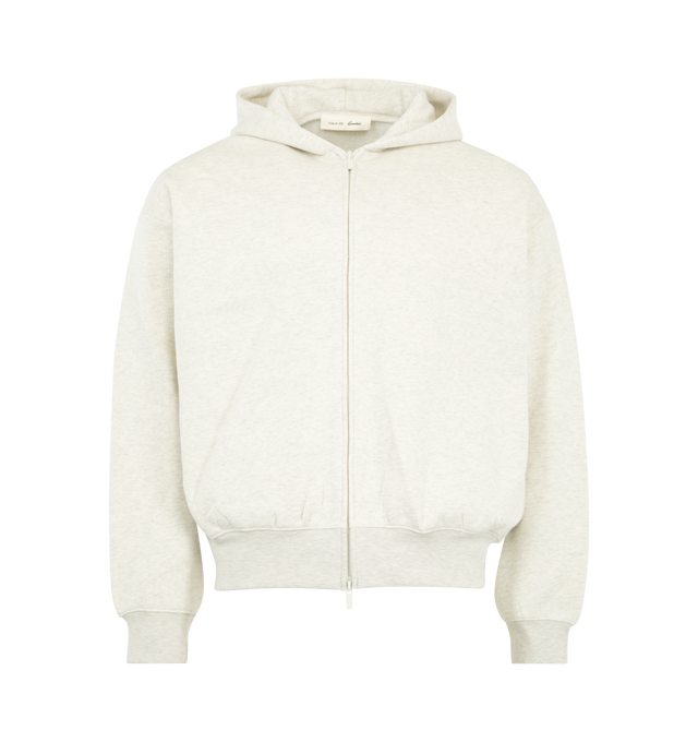 Image 1 of 3 - GREY - FEAR OF GOD ESSENTIALS Signature Classic Full Zip Hoodie featuring 380GSM core fleece, embroidered Essentials signature logo branded on the front, double-layer hoodie, side pockets, rib-knit cuffs, waist-hem and Essentials signature label on the hood edge. 80% cotton, 20% polyester.
