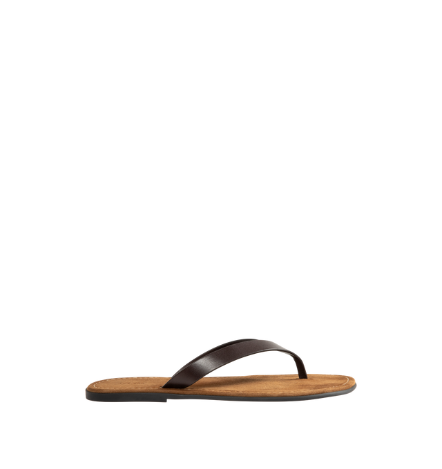 Image 1 of 4 - BROWN - THE ROW Beach Flip Flop featuring vegetable-tanned calfskin leather with seamless strap, padded goatskin insole and rubber sole. 100% calfskin leather. Synthetic sole. Made in Italy.