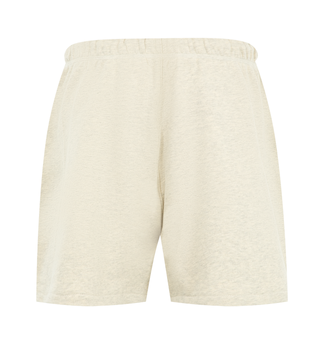 Image 2 of 3 - NEUTRAL - Fear of God Essentials Womens Classic Sweatshorts are crafted from heavyweight cotton fleece with a pigment-dyed finish. Feature a relaxed classic fit, elasticized waistband with adjustable drawcord and bungee, side-seam pockets, and signature Essentials label. Main Material: 100% Cotton. Imported.