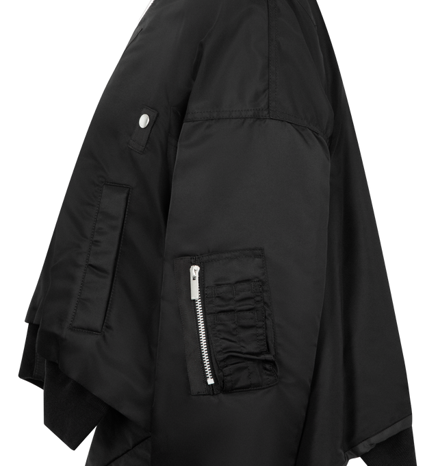Image 3 of 3 - BLACK - SACAI Nylon Twill Jacket featuring boxy silhouette, cropped length, layered construction, zip front closure and stand collar. Nylon/polyamide/cotton/wool.