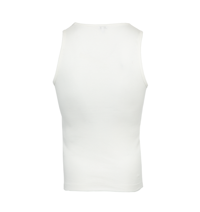 Image 2 of 4 - WHITE - LOEWE Anagram Tank Top featuring slim fit, scoop neck, lightweight ribbed cotton, stretch jersey and Anagram embroidery in the front. 100% cotton.