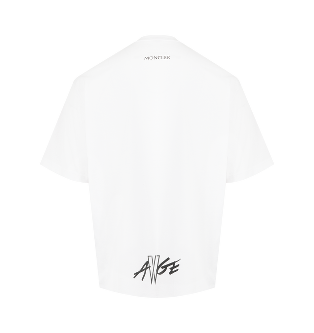 Image 2 of 2 - WHITE - Moncler x A$AP Rocky Cotton T-Shirt featuring cotton jersey, crew neck, short sleeves, logo print, logo patch and oversized fit. 100% cotton.