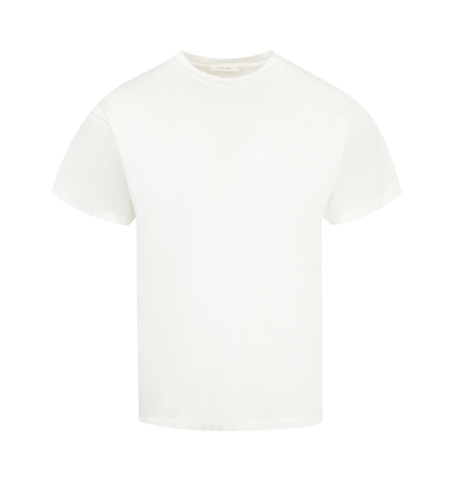 Image 1 of 2 - WHITE - THE ROW Sato T-Shirt featuring relaxed crewneck t-shirt in brushed organic cotton jersey with boxy fit, ribbed neckline, and signature center back detail. 100% cotton. Made in Italy.
