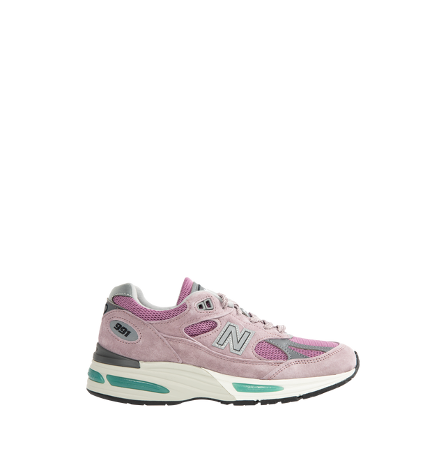 Image 1 of 5 - PINK - NEW BALANCE Made in UK 991v2 Sneaker featuring FuelCell foam, ENCAP midsole cushioning, semi-translucent ABZORB SBS pods, N logo features debossed line details, reflective details, embroidered v2 tongue branding, mesh upper and pigsuede and synthetic overlays.