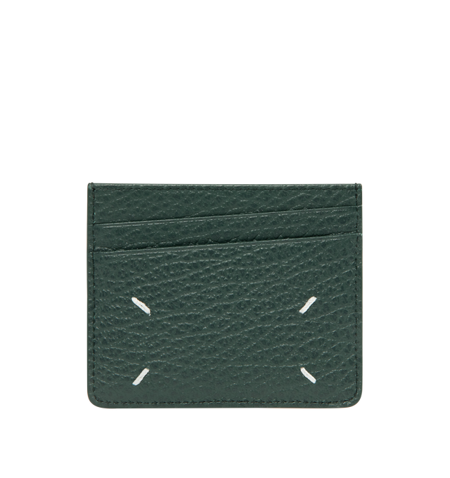 Image 1 of 3 - GREEN - MAISON MARGIELA Card Holder Slim 6cc featuring five card slots, one main compartment and 4 stitch signature. 100% Calf Leather. Made in Italy.