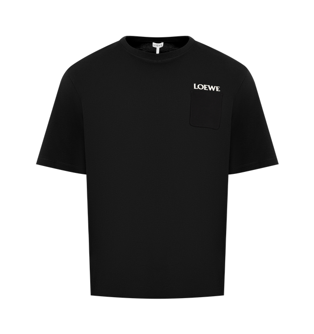 Image 1 of 2 - BLACK - LOEWE Relaxed Fit T-shirt in medium-weight cotton featuring relaxed fit, regular length, crew neck, chest patch pocket and LOEWE embroidery placed on the chest. Cotton. Made in Portugal.
