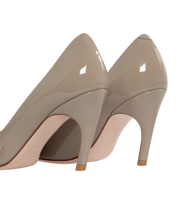 Image 3 of 4 - NEUTRAL - ROGER VIVIER Viv' Choc Lacquered Buckle Pumps in Patent Leather featuring tapered toe, branded lacquered buckle and leather outsole. Heel 3.3 inches. Made in Italy. 