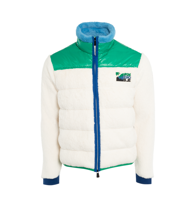 Image 1 of 3 - WHITE - MONCLER GRENOBLE ZIP UP CARDIGAN has a double turtleneck collar, wrist gaiters and a slim fit. 