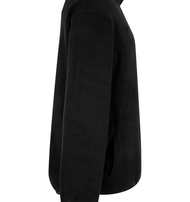 Image 3 of 3 - BLACK - The Row Men's Maury Sweater is crafted from soft cotton fleece and features a long-sleeve pullover silhouette with a high-neck collar and front henley placket with snap closure. Designed for comfort and versatility, this sweater is finished with an elasticated hem and side-seam pockets. Main Material: Cotton Fleece.