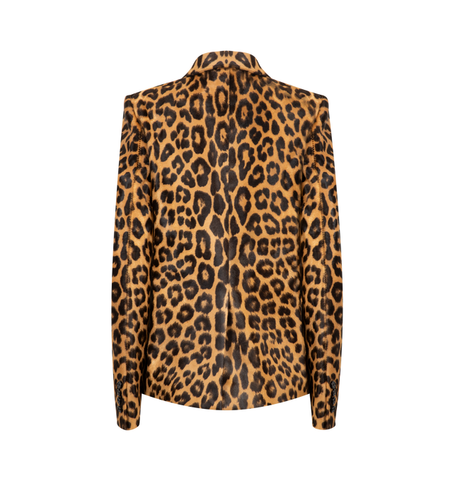Image 2 of 3 - BROWN - KHAITE Saraphina Jacket featuring a close-fitting, high-necked jacket in leopard-spotted haircalf, peak lapels, horn buttons and precisely placed welt pockets. 100% baby calf.