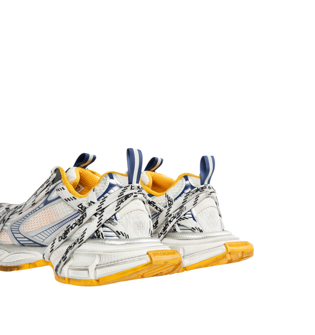 Image 3 of 5 - MULTI - BALENCIAGA 3XL Extreme Laces Logo Sneaker featuring leather free, polyester and polyurethane, worn-out effect, multiple lace details with Balenciaga logo all around the upper and on the sole, Balenciaga logo at the edge of the toe and at back, embossed size on the upper and at the back of the heel, 3XL rubber branding on the tongue with reflective detail and back and tongue pull-on tab with reflective detail. Upper: polyester, polyurethane. Sole: rubber, EVA. Insole: foam.