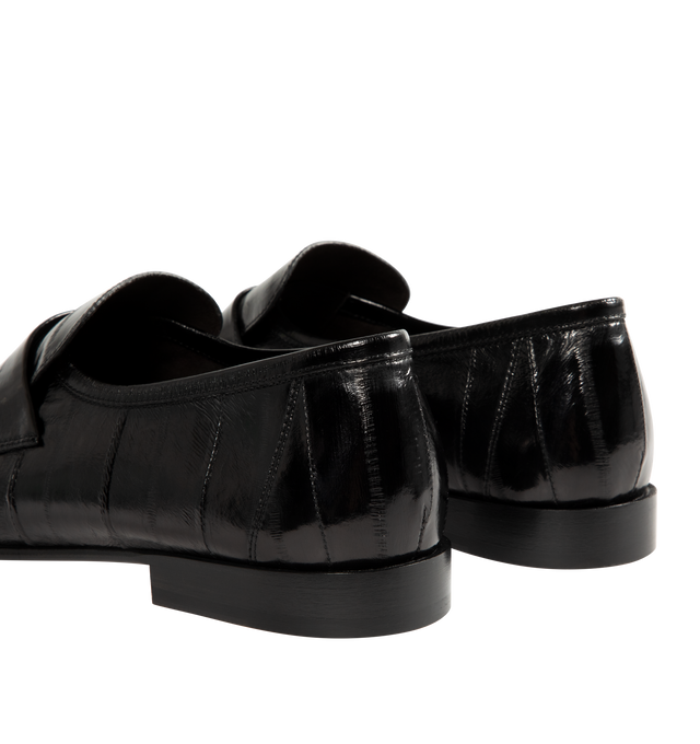 Image 3 of 4 - BLACK - THE ROW Soft Loafer featuring artisanally-crafted loafer in paneled eelskin leather with natural pleating effect and hand-painted leather sole. 0.79 in. heel. 100% eelskin leather. Made in Italy.