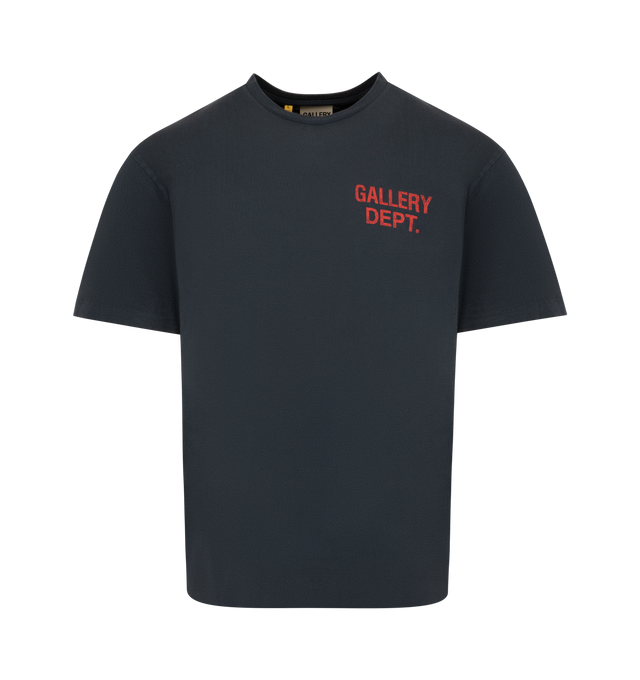 Image 1 of 2 - BLACK - GALLERY DEPT. Rally Tee featuring logo print on the front, back GD ENGLISH logo, relaxed fit, short sleeves and crew neck. 100% cotton. Made in USA.