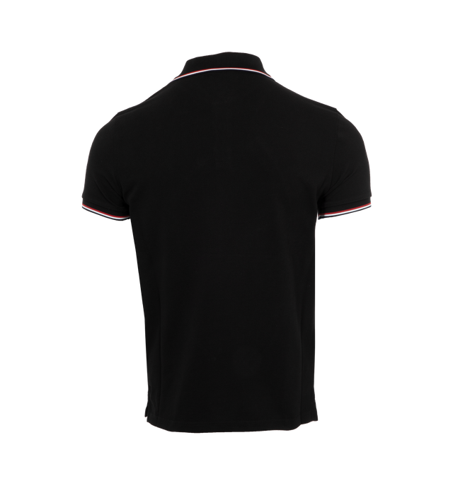 Image 2 of 3 - BLACK - MONCLER polo shirt featuring contrast trim and logo. 100% cotton.