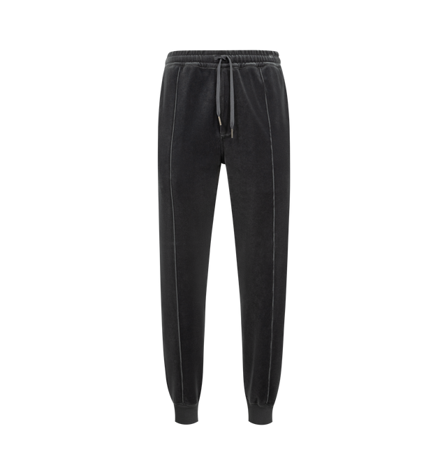Image 1 of 3 - GREY - TOM FORD Velour Sweatpants featuring tapered fit, plush cotton-blend velour, mid-rise, elasticated at the waist and slant pockets. 80% cotton, 18% polyamide, 2% elastane. Made in Italy.