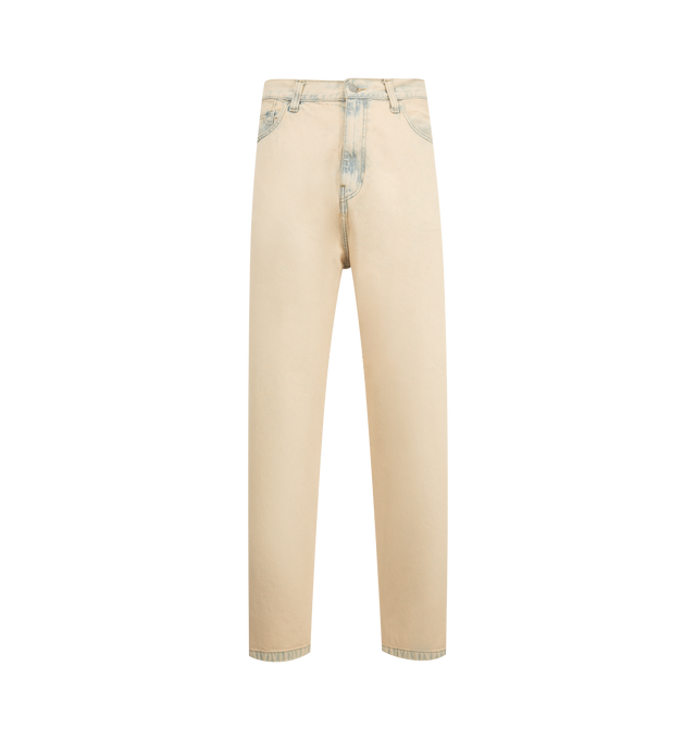 Image 1 of 3 - NEUTRAL - Carhartt WIP Landon Pant made of Robertson denim, which is a heavyweight fabric that has been stone-washed for a softer feel. It is cut in a loose tapered fit with a regular waist, and a roomy upper leg which tapers below the knee. The five-pocket style is detailed with a Square Label on the rear. 100% Cotton 'Robertson' Denim, 12 oz.