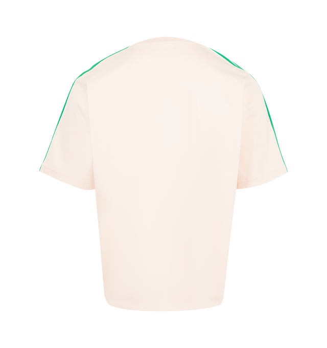 Image 2 of 2 - WHITE - Adidas x Wales Bonner Logo Striped Tee featuring crewneck, pullover style, short sleeves with logo striped detailing and chest embroidered logo. 100% cotton.