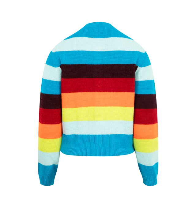 Image 2 of 2 - MULTI - CHRISTOPHER JOHN ROGERS Striped Cropped Cardigan featuring crew neckline, button front, long sleeves, regular fit, stripes throughout and ribbed finish