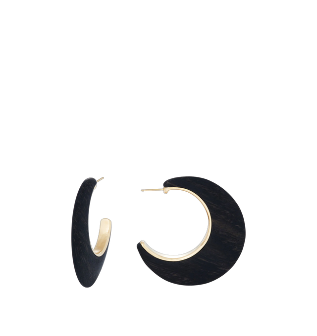 Image 1 of 1 - BLACK - SIDNEY GARBER Ebony Crescent Moon Earrings featuring ebony wood with a rim of 18k yellow gold. Hirshleifers offers a range of pieces from this collection in-store. For personal consultation and detailed information about jewelry, please contact our dedicated stylist team at personalshopping@hirshleifers.com. This item may be restricted for online purchase to international clients. For assistance purchasing this item please contact our dedicated stylist team at personalshopping@hirshle