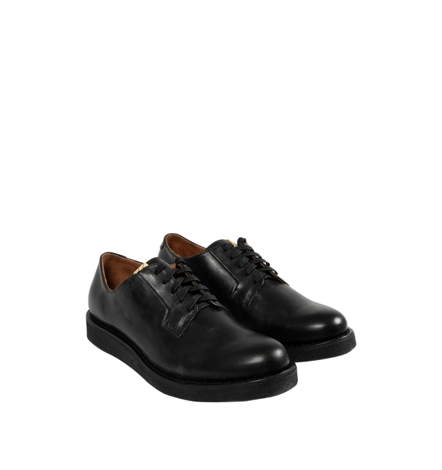 Image 2 of 4 - BLACK - VISVIM G.P.O. Folk Shoe featuring Italian vegetable tanned horsehide, hand-sewn upper, pigment free leather lining and natural cork insole, leather welt and midsole and crepe outsole.