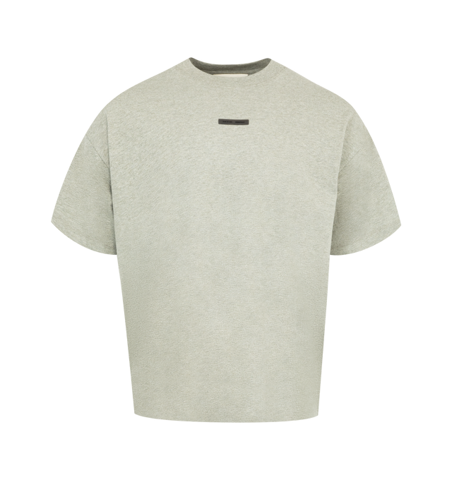 Image 1 of 2 - NEUTRAL - FEAR OF GOD ESSENTIALS Essential Tee crafted from lightweight 100% cotton jersey. The rib-knit crewneck tee features a vintage fit to shape more closely to the body with shorter sleeves. Branding includes a Fear of God Essentials rubberized label at the center front and the Fear of God Essentials logo at the back collar. 100% cotton.