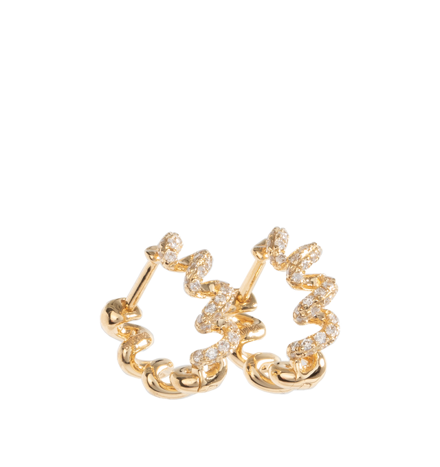 Image 1 of 1 - GOLD - BOOCHIER Diamond Slinkee Huggies 1/2" featuring 18k recycled yellow gold and 1.3 carats white diamonds.  