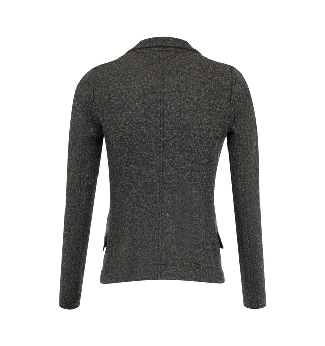Image 2 of 2 - GREY - R13 Women's Super Shrunken Blazer is crafted from a virgin wool blend and features the brands signature shrunken silhouette for a sharp, tailored look with a modern edge. Combining classic suiting elements with R13's distinctive proportions, this blazer offers a structured fit that layers effortlessly over both casual and elevated wardrobes. Main Material: 85% Virgin Wool, 15% Polyamide. Pocketing: 100% Cotton. Lining: 100% Polyester.