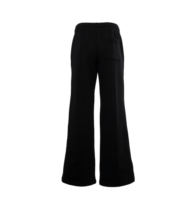 Image 2 of 4 - BLACK - CASABLANCA Laurel Tape Panelled Sweatpants featuring pull-on styling with elastic waistband and front drawstring tie closure, 3-pockets, contrast side tape at sides with signature artwork embroidery and midweight fleece fabric. 100% organic cotton. 