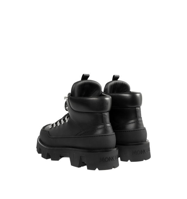 Image 3 of 4 - BLACK - MONCLER Peak Trek Leather Ankle Boots featuring leather upper, leather insole, lace-up closure and rubberized TPU sole with EVA filler. Calf length 13cm. Sole height 5cm.