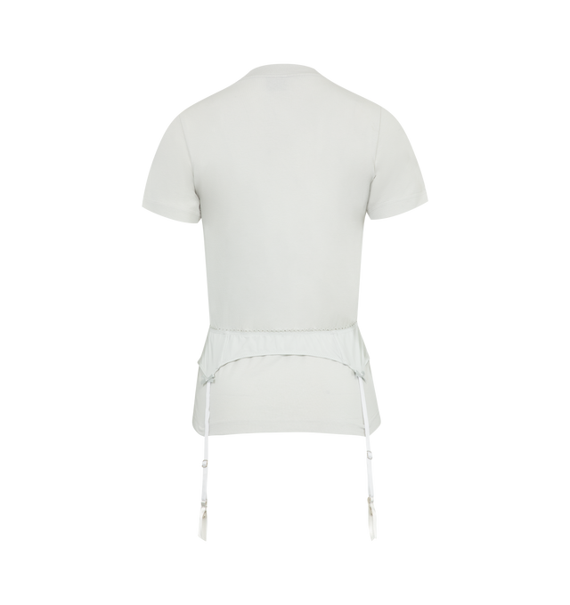 Image 2 of 2 - WHITE - BALENCIAGA Lingerie T-Shirt featuring peeling stretch jersey, crewneck, short sleeves and lingerie detail at waist. 95% cotton, 5% elastane. Made in Portugal.