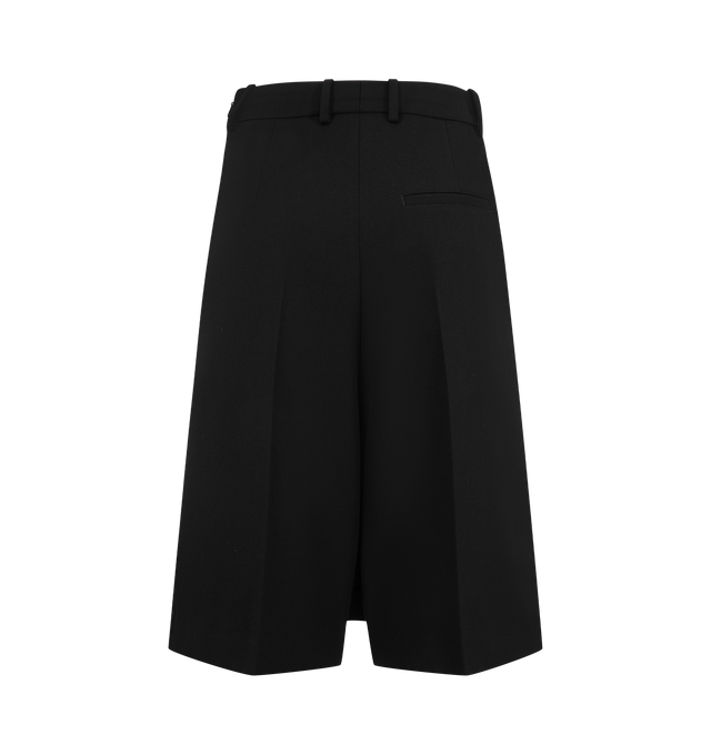 Image 2 of 3 - BLACK - Balenciaga Women's Folded Midi Skort Shorts are crafted from wool and feature a high-waisted silhouette with a midi-length design, a structured waistband, and belt loops. Tailored with a front wrap-style panel and a back welt pocket, this refined skort combines the sophistication of classic suiting with a modern, architectural shape. Main Material: 100% Wool. Lining: 100% Cupro. Made in Italy.
