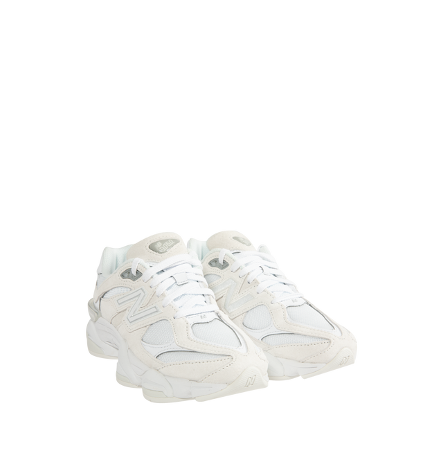 Image 2 of 5 - WHITE - NEW BALANCE 9060 Sneaker featuring dual-density midsole, ABZORB and SBS cushioning, tongue logo inspired by original 991 lace jewel, translucent CR device at heel and diamond outsole pattern inspired by classic 860 design.