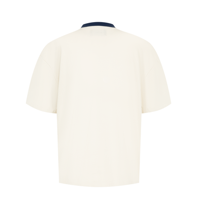 Image 2 of 2 - WHITE - Nahmias Mens Ringer T-Shirt is crafted from cotton. Features a crew neckline, contrast ringer trim, boxy fit, and mid-weight, slightly stretchy fabric. Main Material: 100% Cotton. Designed in Los Angeles. Imported