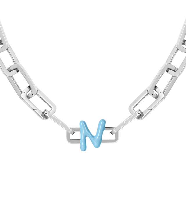 Image 8 of 8 - BLUE - Poubel by The Gstaad Guy "N" charm from the Alphabet Collection. All charms are made of .925 sterling silver, and are hand-painted using non-toxic lead-free enamel.Links sold separately. Hirshleifers offers a range of initial pieces from this collection in-store. For personal consultation and detailed information about jewelry, please contact our dedicated stylist team at personalshopping@hirshleifers.com