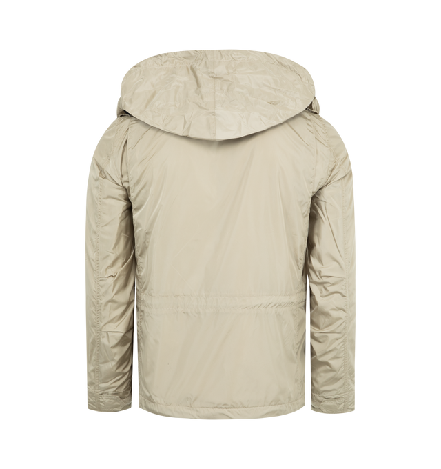 Image 3 of 4 - NEUTRAL - ASPESI Minifield Shell Jacket featuring front press-stud and zip fastening, epaulettes, long sleeves with touch-strap cuffs, two chest patch pockets, and two front flap pockets, internal drawstring fastening at waist and straight hem with an elasticated-drawstring. 100% polyamide.