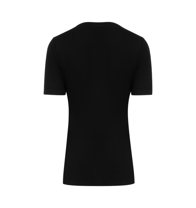 Image 2 of 2 - BLACK - NILI LOTAN Elin Tee featuring Lightweight crewneck tee in American cotton. Slim body. Self trim at neck. Top stitch detail at neck. Interior binding at shoulder and back neck. Cover stitch at hem and sleeve. 100% cotton. Made in USA.