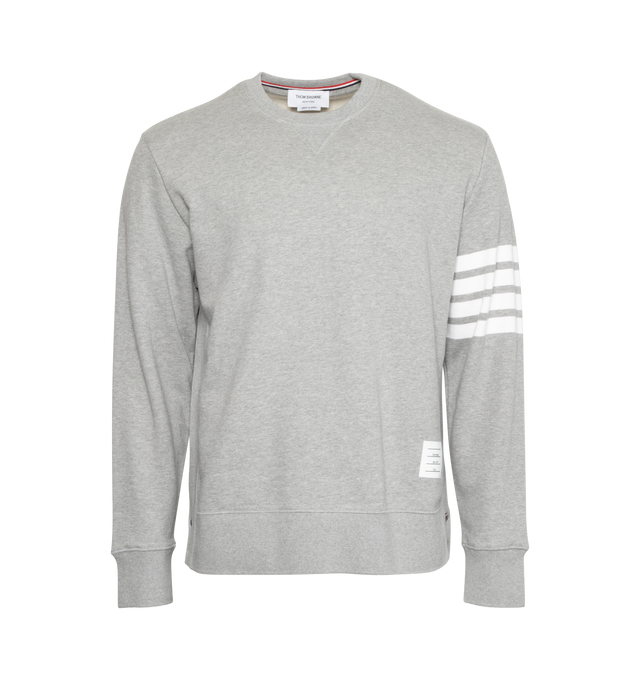 Image 1 of 4 - GREY - THOM BROWNE classic sweatshirt with four stripe detailing at arm.  