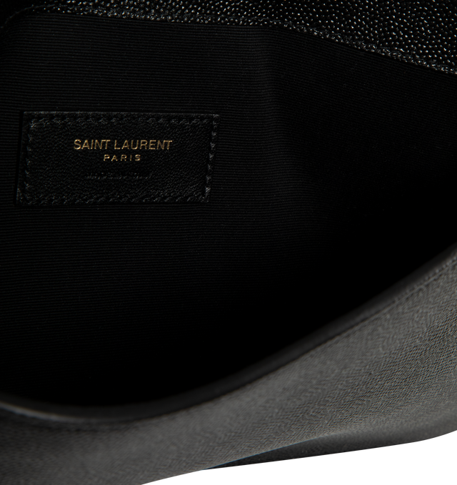 Image 3 of 3 - BLACK - SAINT LAURENT Uptown Envelope Pouch in grained calfskin leather with magnetic snap closure and metal logo hardware. 10.6 X 6.2 X 0.7 inches. 100% calfskin leather. Made in Italy.