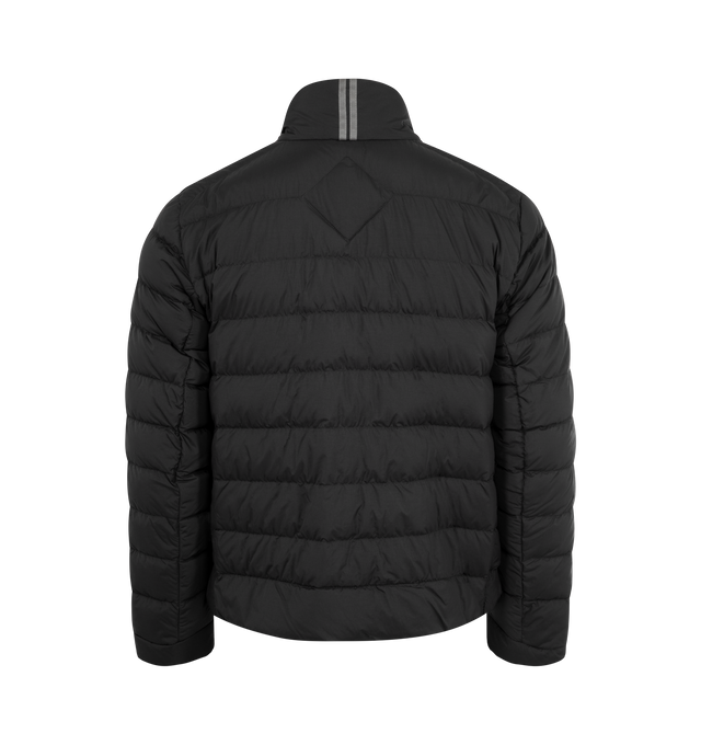 Image 2 of 3 - BLACK - CANADA GOOSE Crofton EnduraLuxe Jacket featuring two-way zipper, packable into interior left pocket, converts into a cinchable bag with a carrying strap, removable interior backpack straps for hands-free carrying capabilities, interior drawcord at hem, two exterior tricot-lined zippered hand pockets and one interior drop-in pocket. 100% recycled polyamide. Made in Canada.