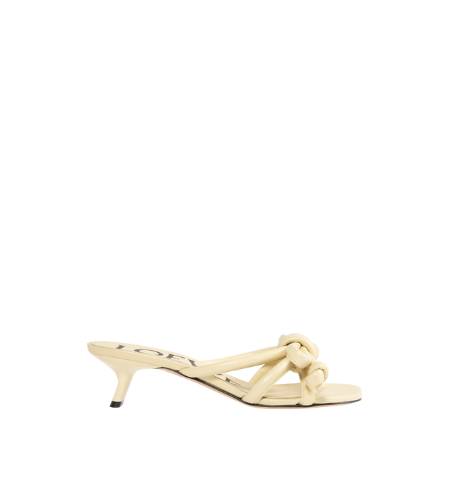 Image 1 of 4 - CHAMPAGNE - LOEWE Flamenco Knot sandal in lambskin featuring an iconic Flamenco knot crafted from tubular nappa cord, a signature petal toe shape, 45mm heel, rubber-injected leather outsole and leather insole. Nappa lambskin. Made in Italy.