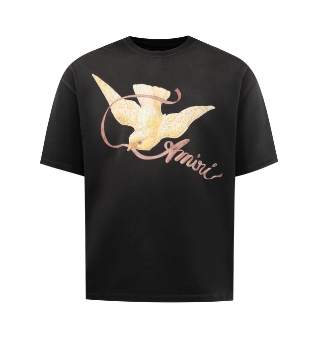 Image 1 of 2 - BLACK - AMIRI Ribbon T-Shirt featuring crew neck, short sleeves, oversized fit and graphic on front. 100% cotton. Made in Italy.