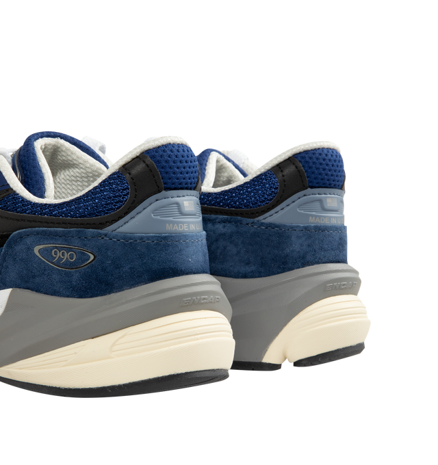 Image 3 of 5 - BLUE - NEW BALANCE 990V6 Sneaker featuring mesh upper, suede overlays, FuelCell foam, ENCAP midsole cushioning combines lightweight foam with a durable polyurethane rim, reflective accents and TPU back tab.