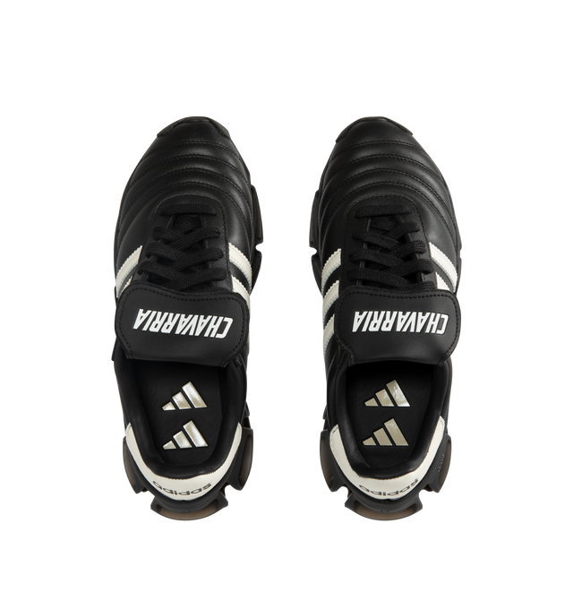 Image 5 of 5 - BLACK - Adidas Mens Chavarria Megaride Copa Sneakers are crafted from premium leather. Features Megaride franchise design, HD screen print sockliner, leather lining, and rubber outsole. Upper: Premium Leather; Sockliner: HD Screen Print; Lining: Leather; Outsole: Rubber. Made in Vietnam.