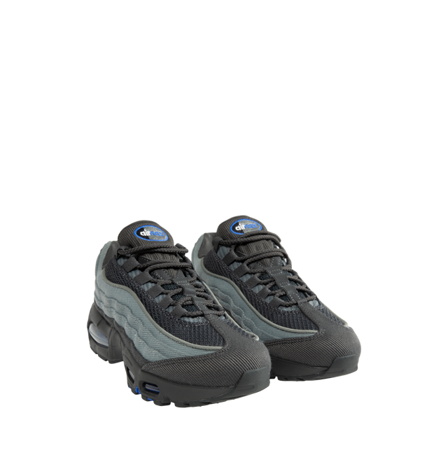 Image 2 of 5 - GREY - Nike Men's Air Max 95 Big Bubble Sneaker featuring textile and synthetic leather, visible Max Air cushioning, flex grooves in the midsole and outsole, foam midsole and rubber outsole.