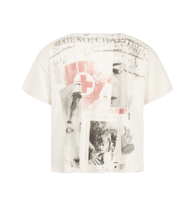 Image 2 of 2 - WHITE - Enfants Riches Dprims L'Ampleur de la Tragdie T-Shirt is crafted from lightweight vintage-texture cotton jersey and features a boxy-fit silhouette, a rib-knit crew neckline, and single-stitch hems at the cuffs and waist. Designed with artwork printed at the front and back, this signature style is finished with the brand's vintage wash process for a worn-in look and feel. Main Material: Cotton Jersey. Fit: Boxy. Made in the USA.